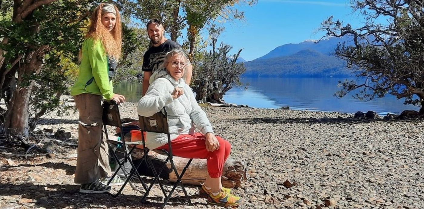 Ana, Juan Manuel y Stella en uno de sus viajes a la patagonia.