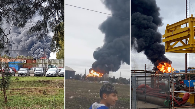 todos los videos del impactante incendio en la refineria de ypf