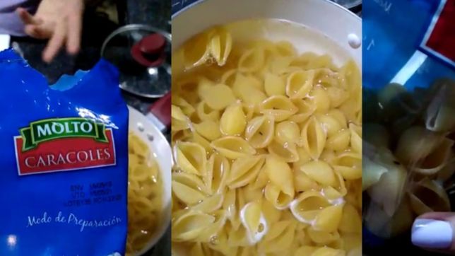 una platense abrio un paquete de fideos molto, los cocino y se encontro con una sorpresa