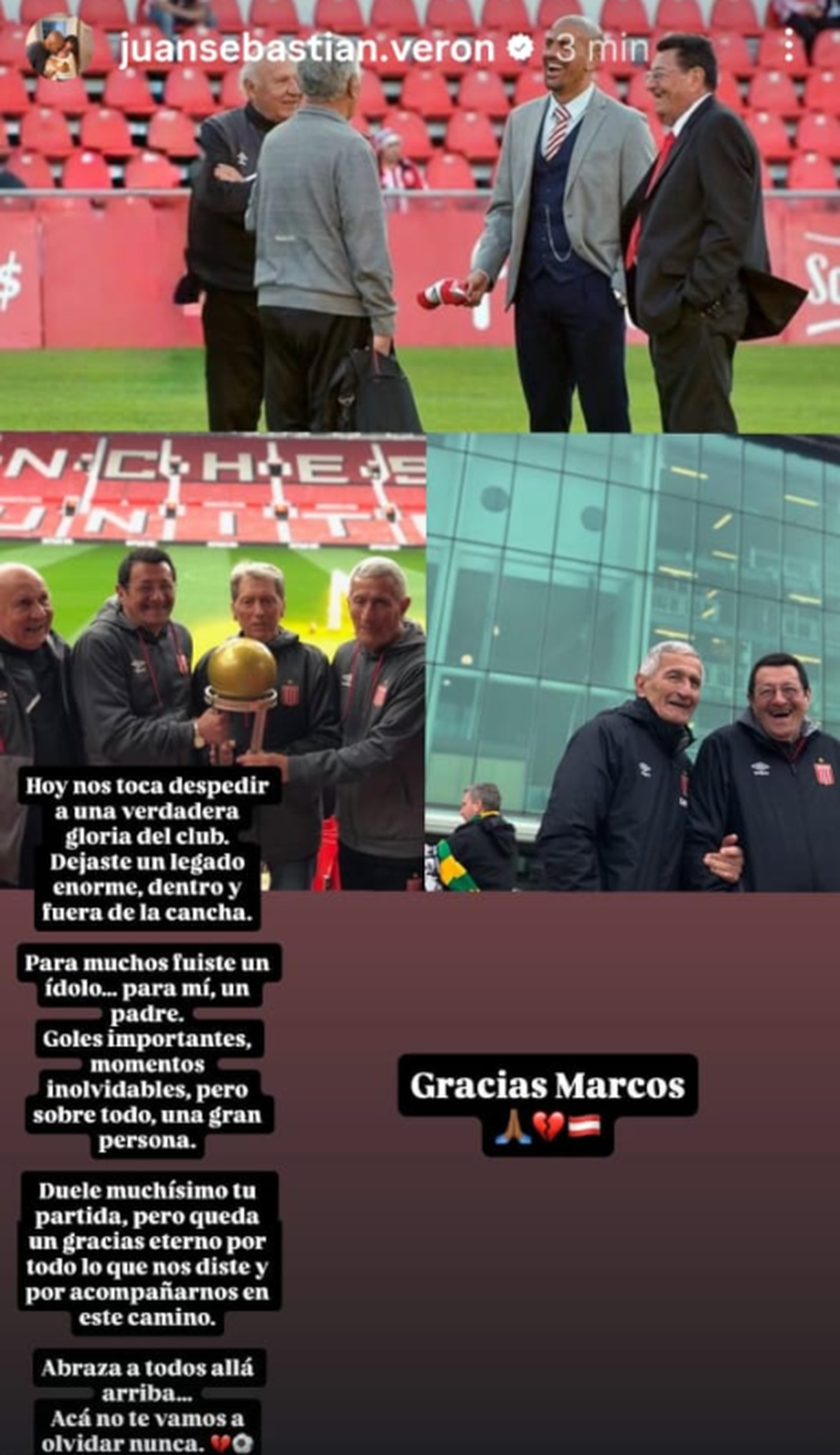 El emotivo adiós de Juan Sebastián Verón a Marcos Conigliaro.