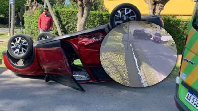 asi fue el tremendo choque y vuelco entre dos camionetas en city bell