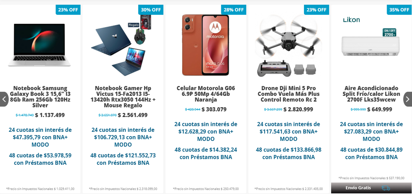 En productos seleccionados, Banco Nación ofrece envío gratis a distintos puntos del país