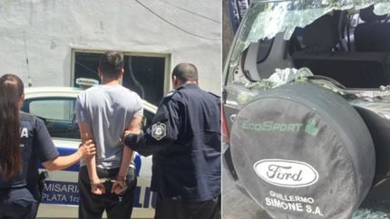 Discutió con otro conductor en pleno centro, se bajó con un bate y le destrozó el auto