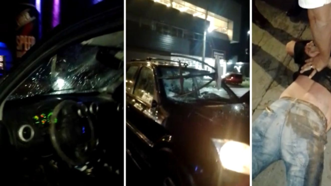 video: lo sacaron borracho de un boliche, fue a buscar el auto y lo incrusto en el frente