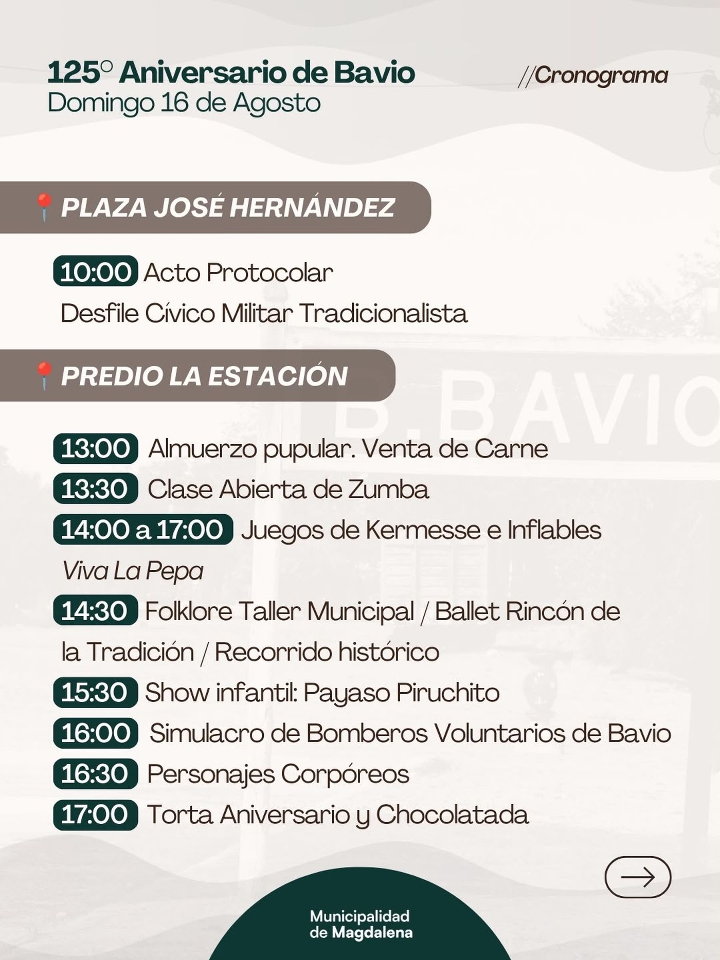 El festejo por los 125 años reunirá a vecinos e instituciones en una jornada cargada de propuestas