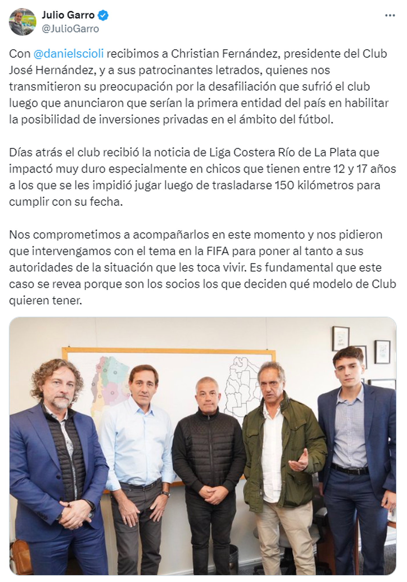 Julio Garro y Daniel Scioli se reunieron con el presidente del Club Jos&eacute; Hern&aacute;ndez y analizaron la posibilidad de llevar el caso a la FIFA.