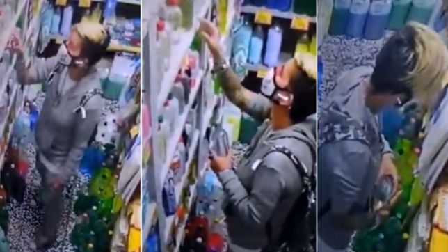 video: una mechera fue filmada mientras robaba mercaderia de un supermercado de la plata