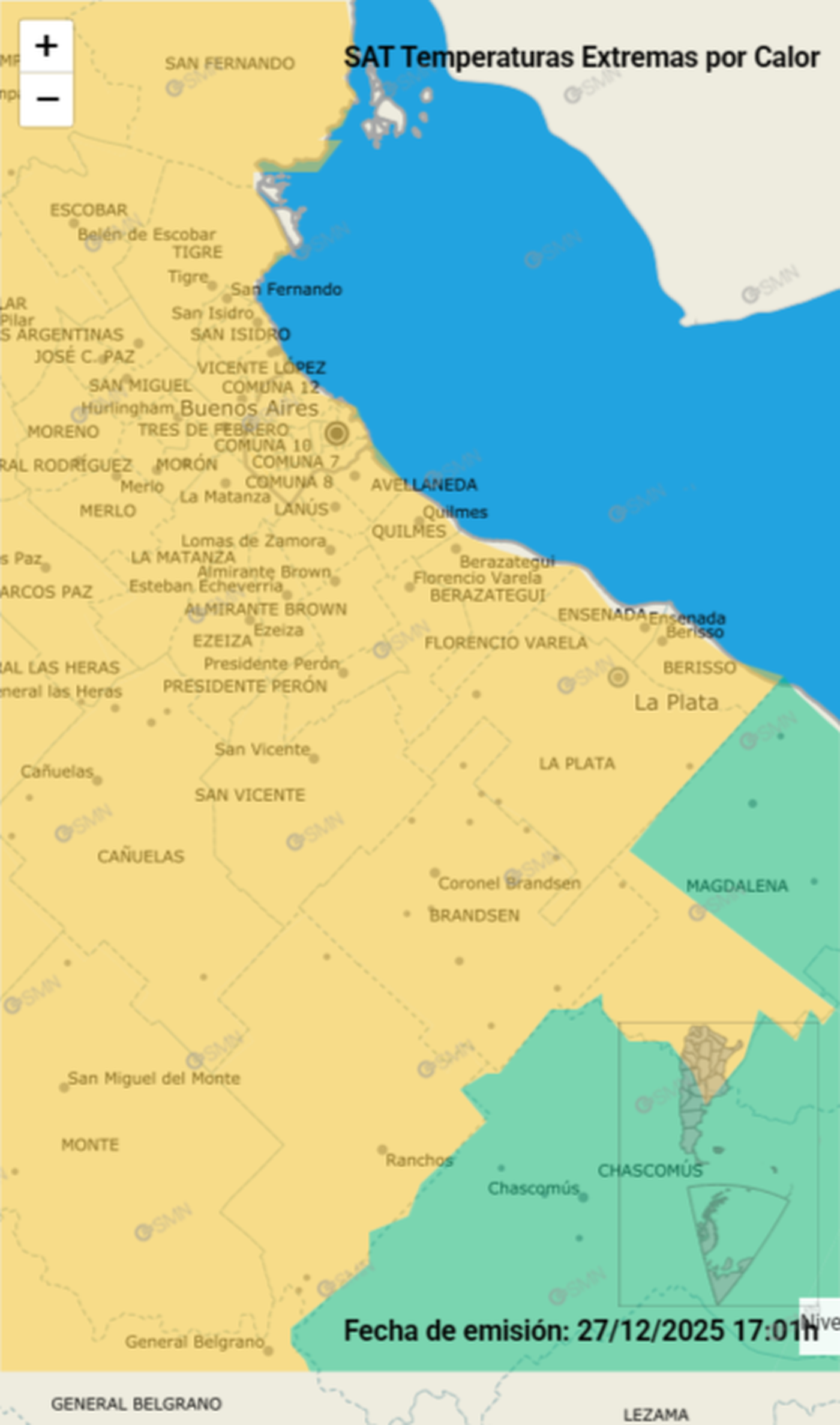El alerta amarillo afecta a La Plata y a todo el AMBA.
