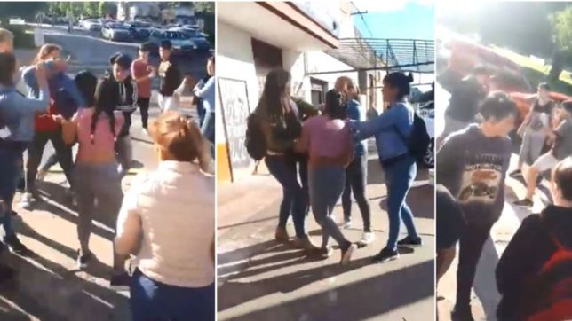 video: asi fue la batalla campal entre alumnos de dos escuelas de villa elvira