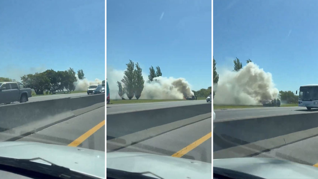 susto en la autopista la plata-buenos aires por el incendio de un auto