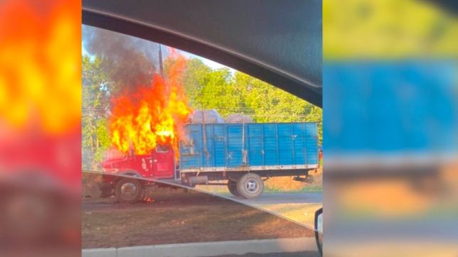 fuego y conmocion en gonnet: se quemo un camion en pleno camino centenario