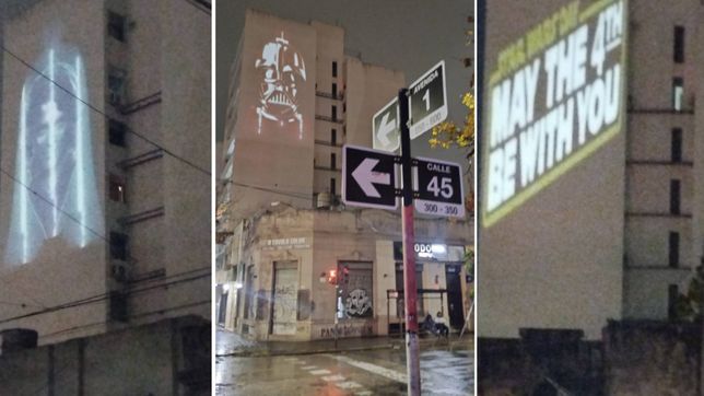 un vecino de la plata proyecto imagenes de star wars sobre un edificio y sorprendio a todos