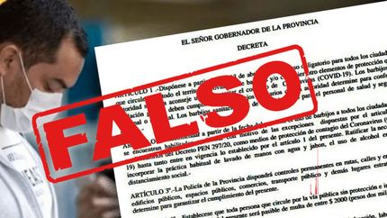 Alertan por un falso decreto de la Provincia sobre la obligatoriedad del uso de barbijo