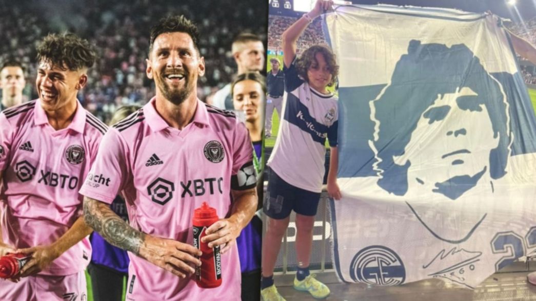 Una bandera del Lobo resaltó en la hinchada que alentó a Messi y al Inter de Miami