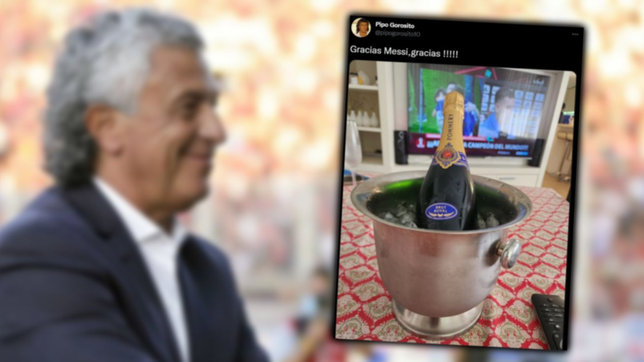 ¡gracias messi!: pipo gorosito celebro con un champagne el campeonato de argentina