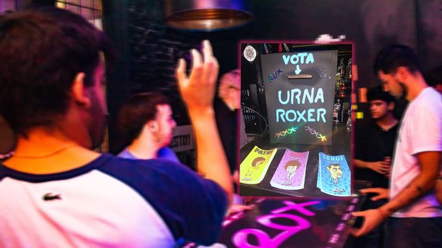 tragos de candidatos, urna y promocion en un bar de la plata