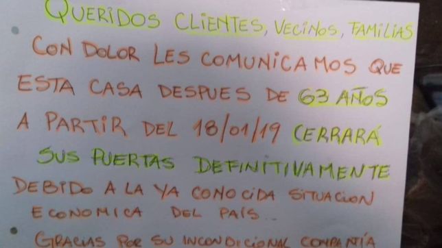 despues de 63 anos y jaqueada por los tarifazos, cierra una historica panaderia de barrio