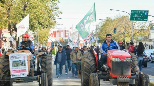pequenos productores hicieron un tractorazo en la plata