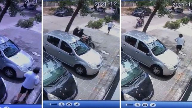 video: dos motochorros corrieron a un hombre en un frustrado intento de robo