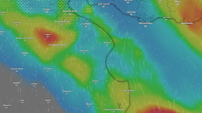 la imagen del radar que muestra como la tormenta pasa por la plata y hasta que hora durara